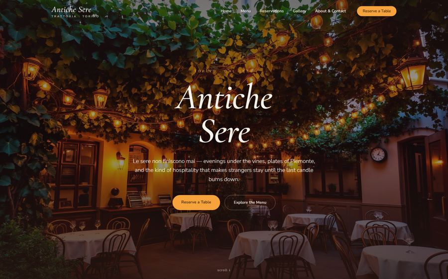 Antiche Sere homepage preview